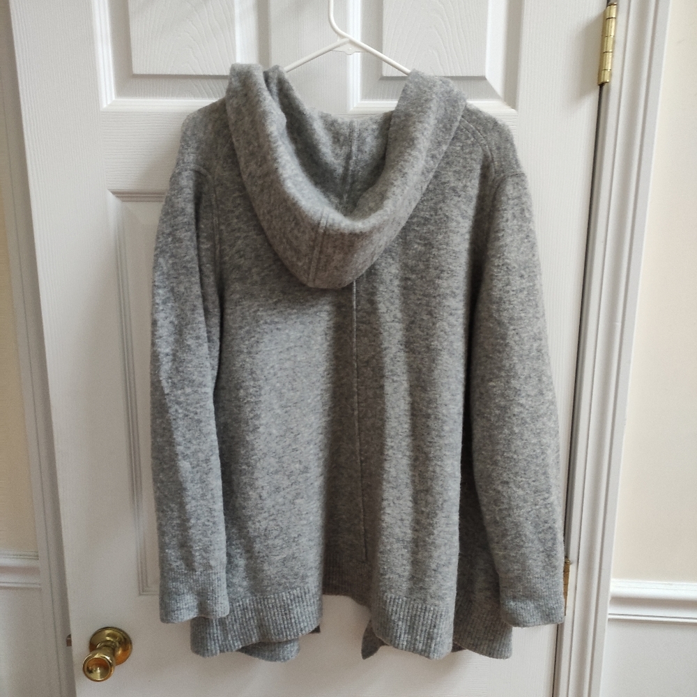 Alpaca wool blend hooded open front sweater L petite